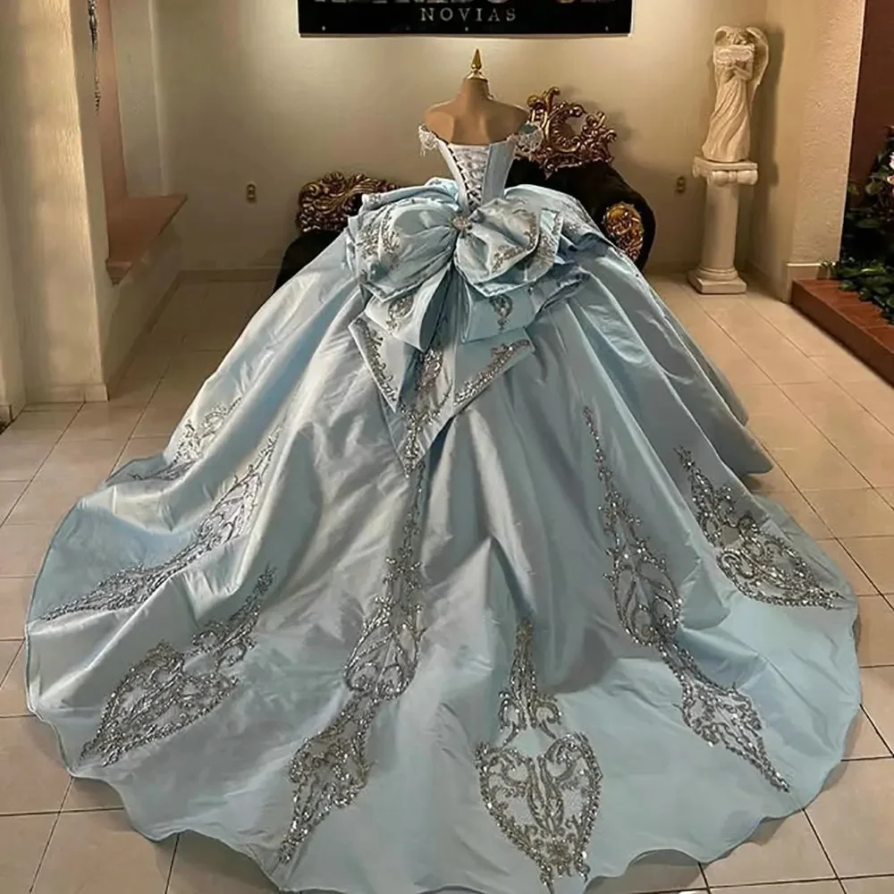 Puffy Charro Quinceanera Dresses Ball Gown Off The Shoulder Appliques Mexican Sweet 16 Dresses 15 Anos Customized