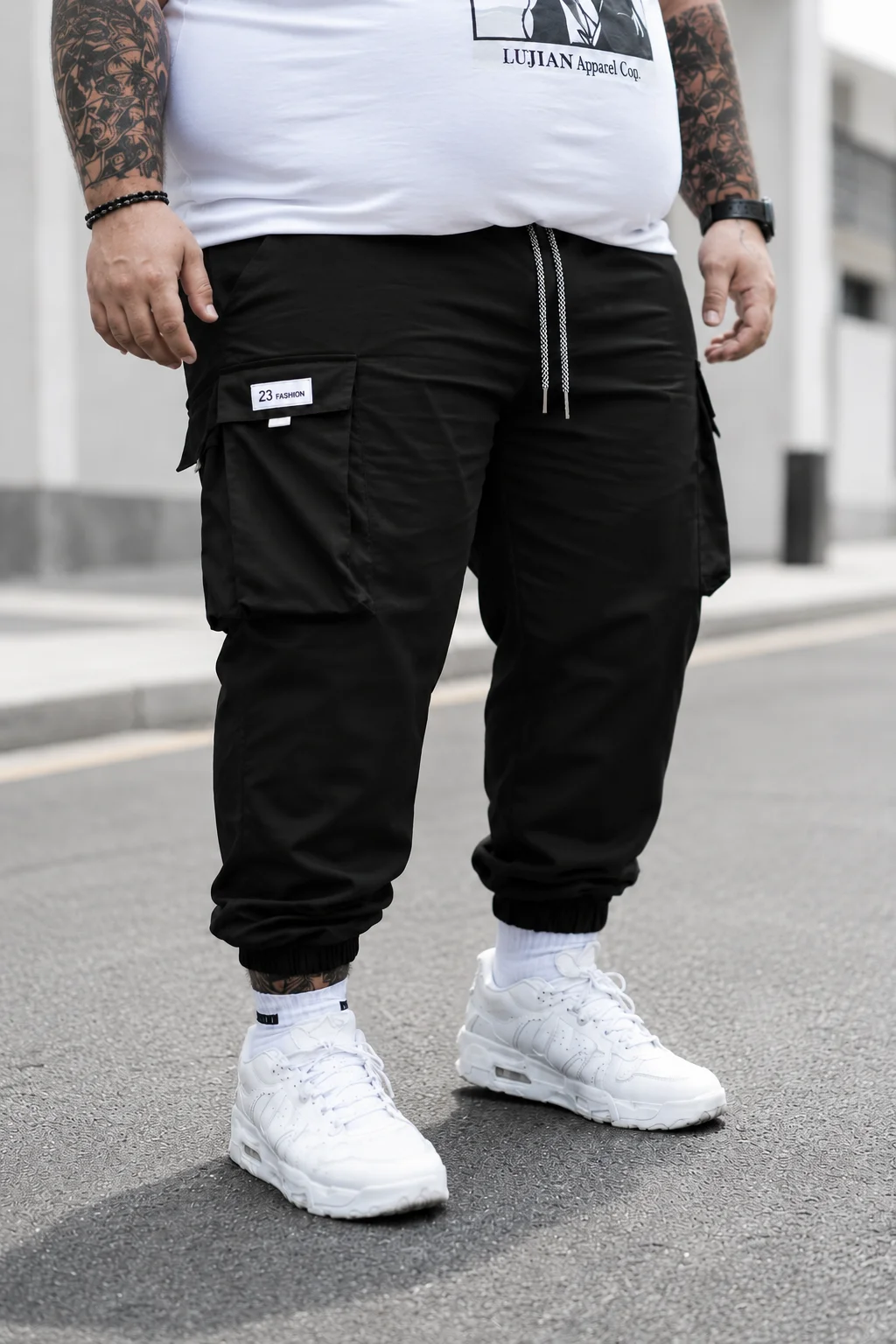 plus Size Men's Solid Color Work Trousers Straight Leg Waist Cord Design for Daily Wear And Outdoor Activities Durable Comfortab view 3