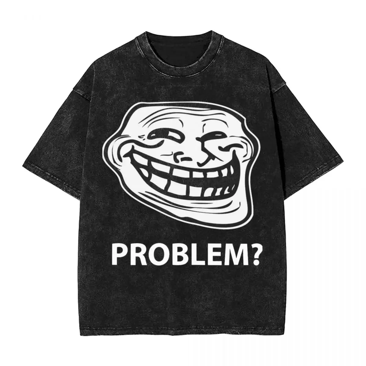 Trollface Meme Rage Comic Funny Troll Joke Internet Washed T Shirts Streetwear Hip Hop Vintage T-Shirts Tees Men Cotton Oversize