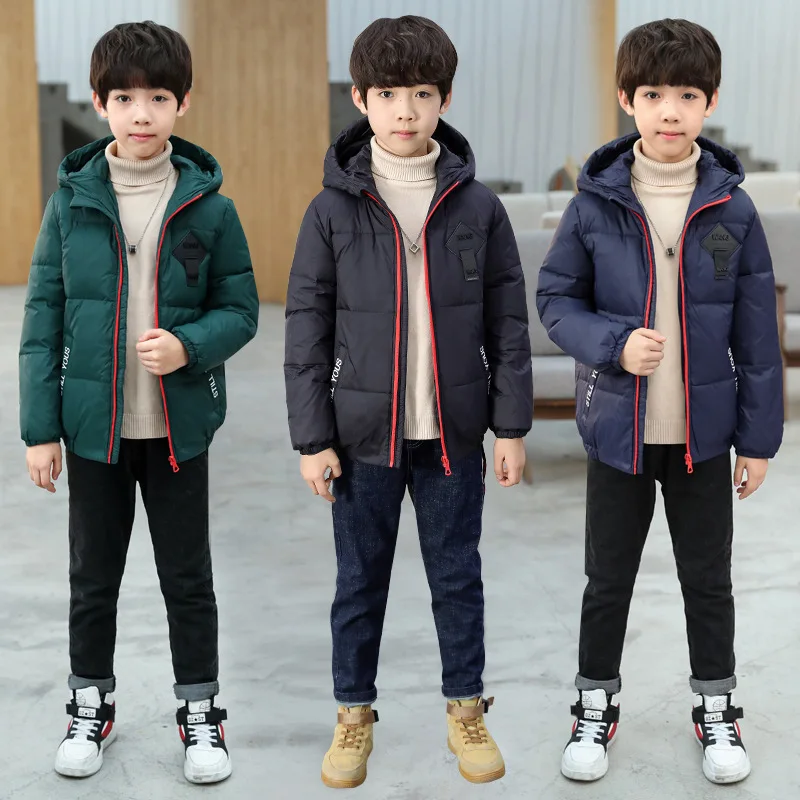 ZOETOPKID Lightweight Children's Cotton Jacket Boys' Ribbed Cotton Inner Lining Teenage School Uniform Outerwear