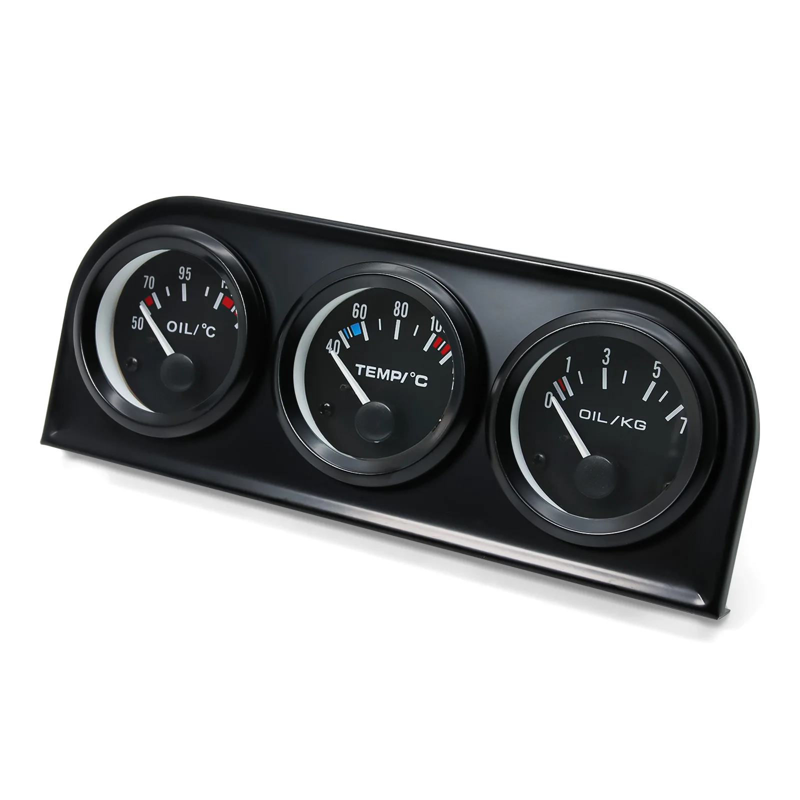 3-in-1 Messgerät-Set 52mm Öltemperatur Öldruck Voltmeter Set Universal 12V Auto Schwarz&Chrom Blende mit Wasser- und Öltemperatursensor – Detail 3