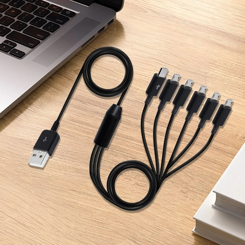 CS1W USB to Micro USB Splitter Cable, USB A 2.0 to 6 Micro USB Data Sync Charing Cable Wire Cord for Phone Tablet Pad