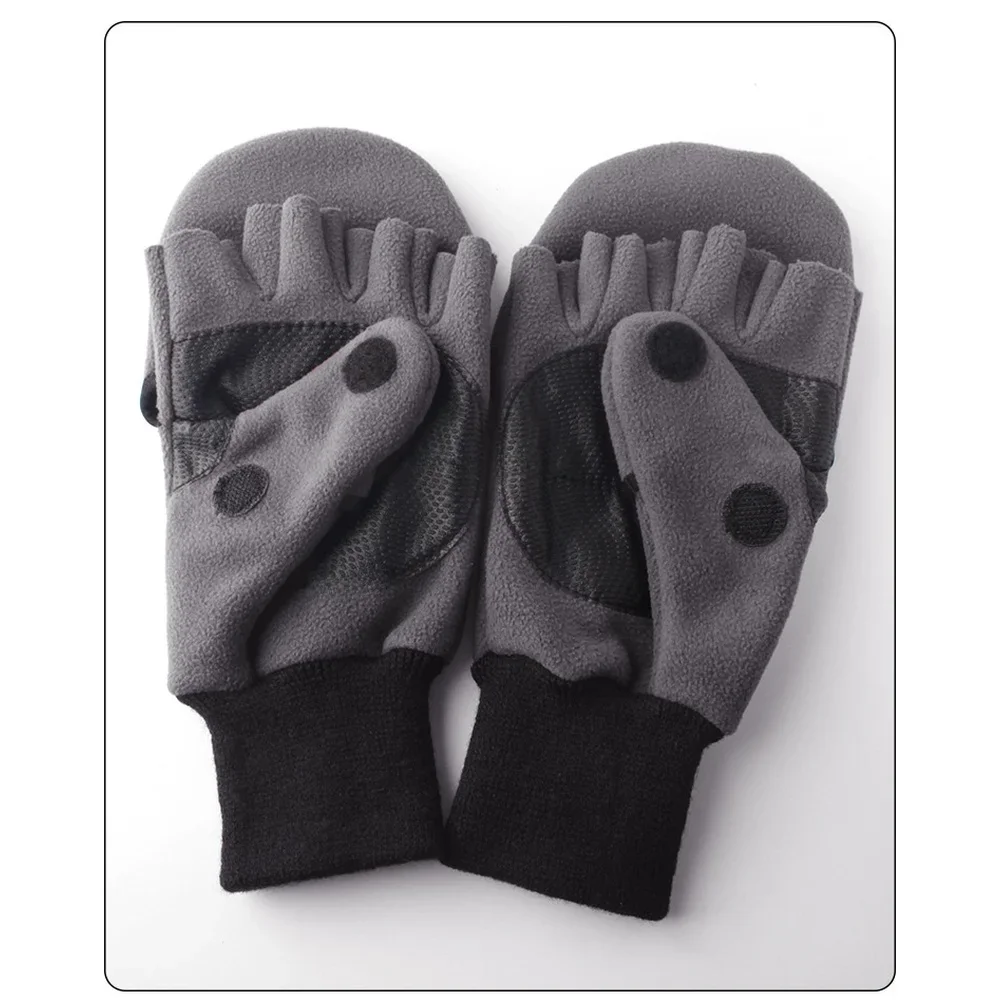 

Противоскользящие зимние перчатки из флиса на ладонях, мягкие кожаные перчатки с ремешком на ладонь, легкие 85 г, перчатки с половиной пальца для езды на велосипеде