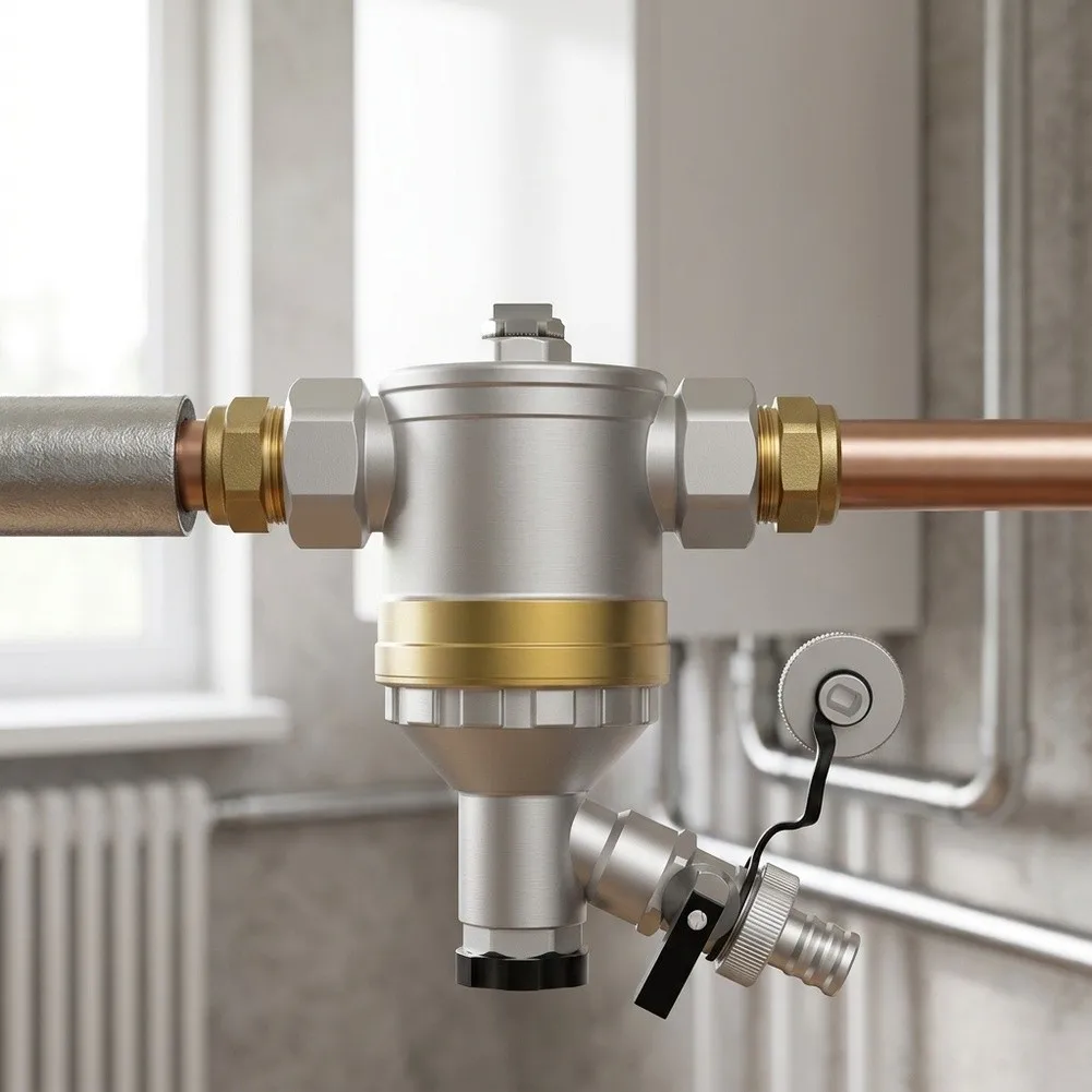 Brass Wall Hung Boiler Filter Optimized for Wall Mounted Boilers and Underfloor Heating Water Range 30C to 110C