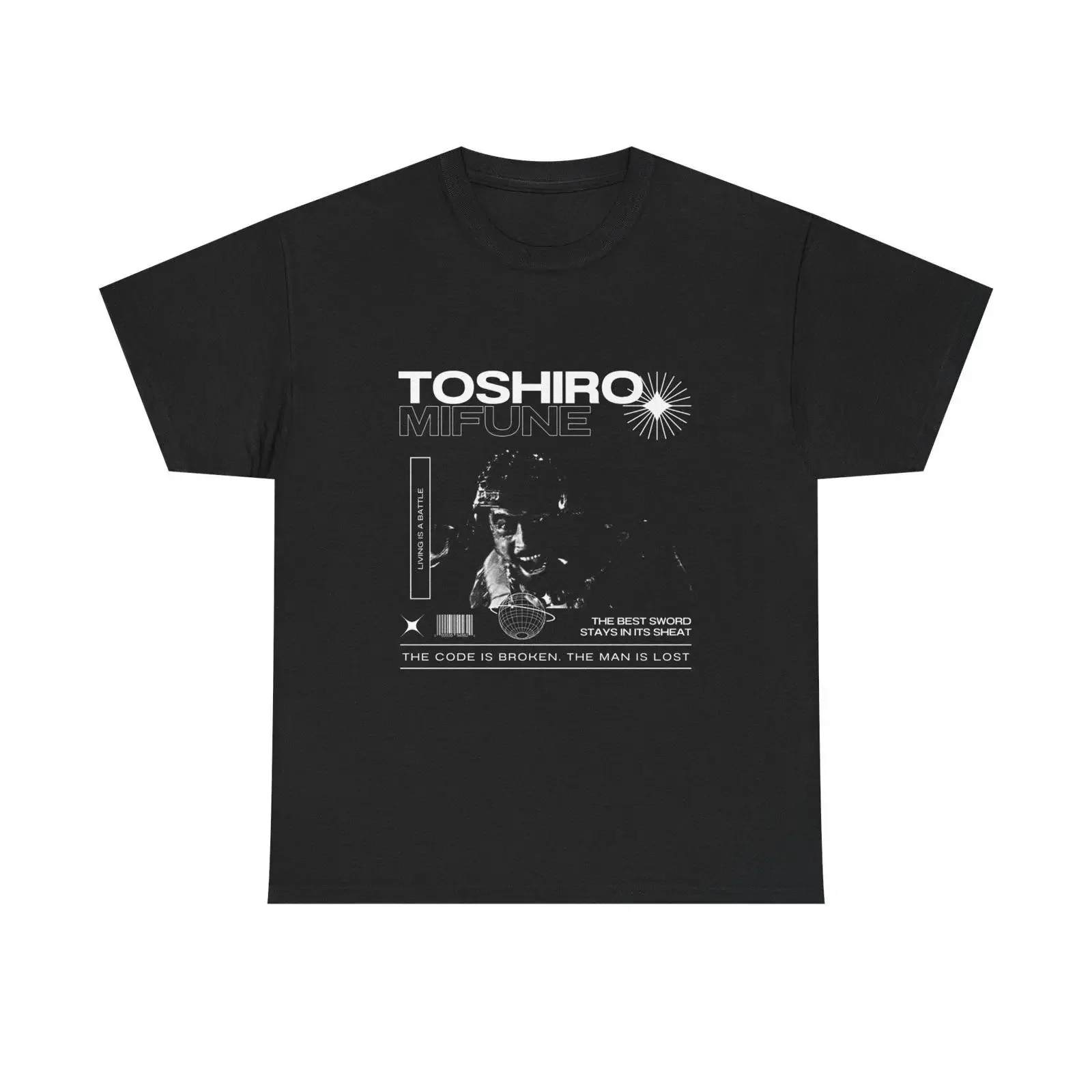 Camiseta Toshiro Mifune 7 Samurai, ropa de calle japonesa con diseño de película icónica, ropa de calle vintage lavada y suave para uso diario, informal