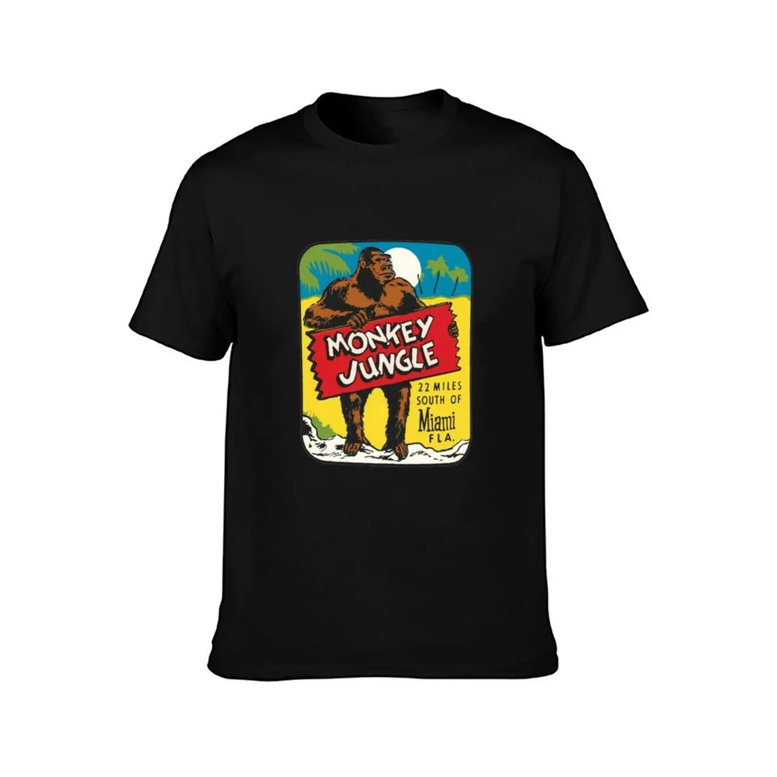 Monkey Jungle Miami Vintage Travel Decal T-Shirt Casual Lightweight Short Sleeve Top T-Shirt