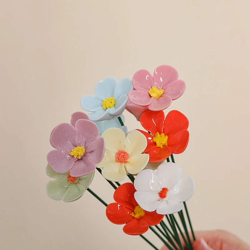 5X Artificial Flower Ceramic Handmade Fake Flower Creative Art Floral Home Decor Party Wedding Garden Decor Valentine\'s Day Prop