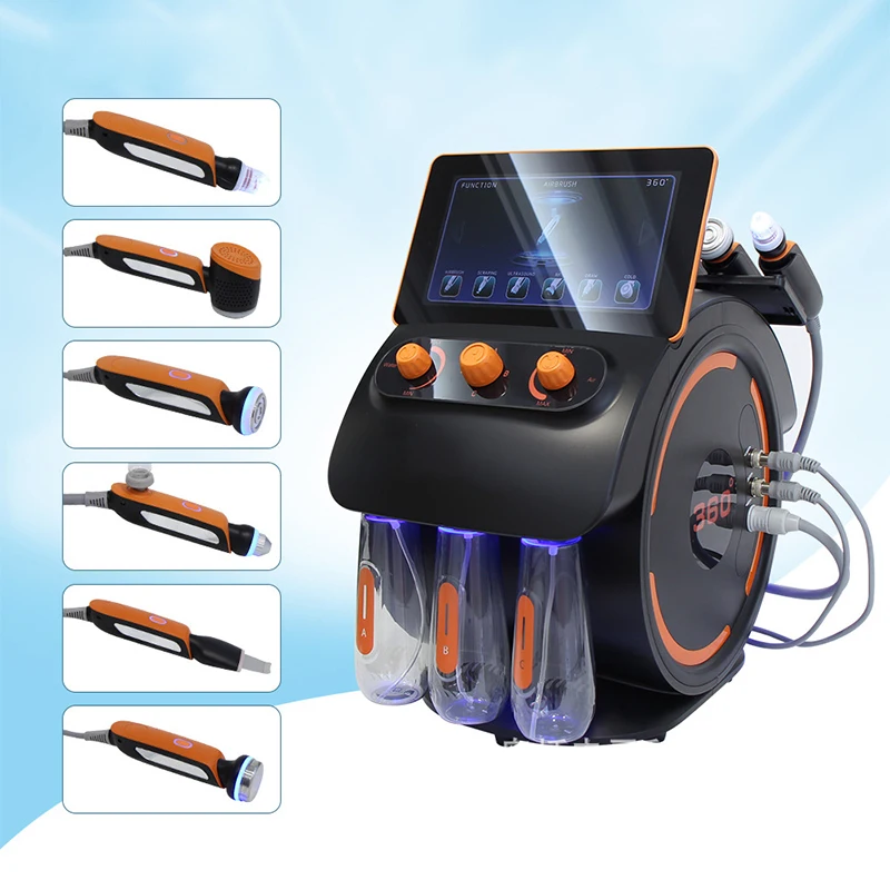 

Six-in-one hydrogen oxygen small bubble skin management beauty instrument oxygen injection skin scraping