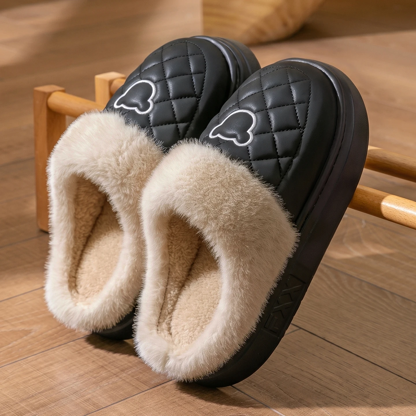 Herren Damen Winter Warme Hausschuhe Wasserdichte Plattform Dicke Sohle Fell-Slides Gemütliche Plüsch Rutschfeste Weiche Indoor Outdoor Baumwoll-Mules – Detail 5