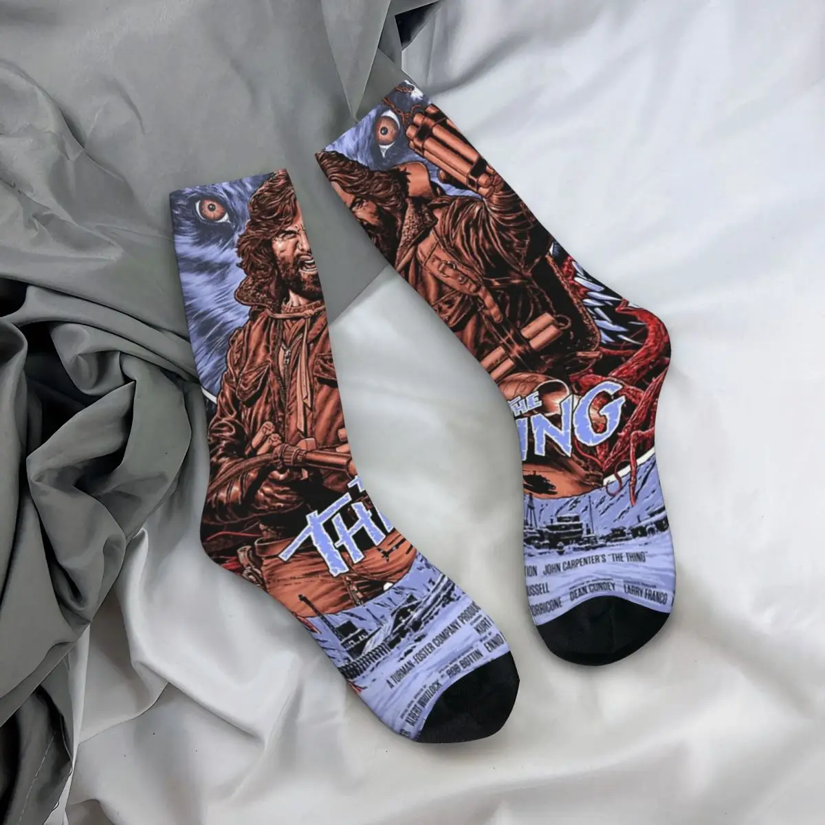 Fashion The Thing Horror Movie Sports Socks Polyester Long Socks for Women Men