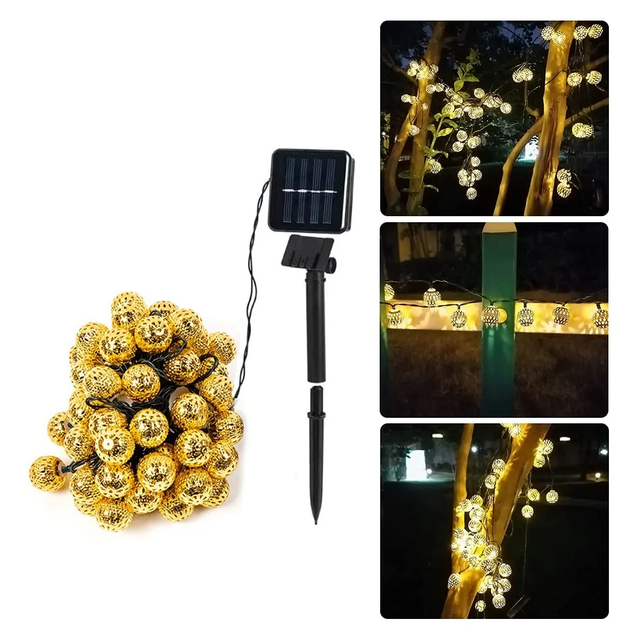 1Pcs Solar Moroccan String Lights Outdoor 7M 50 LED String Lights Outdoor for