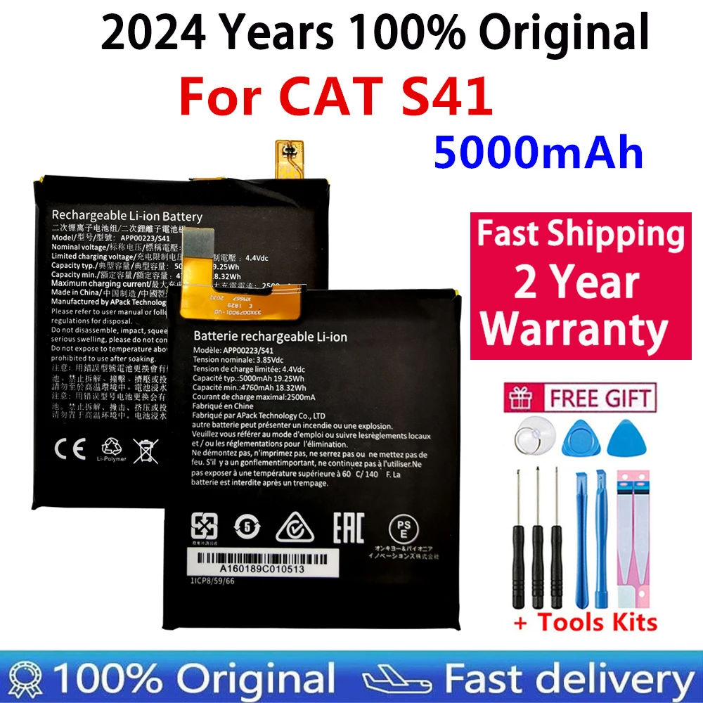 

2024 Years 100% Original High Quality Battery For CAT S41 APP00223 Mobile Phone NEW 5000mAh Rechargeable Batteries Fast Shipping