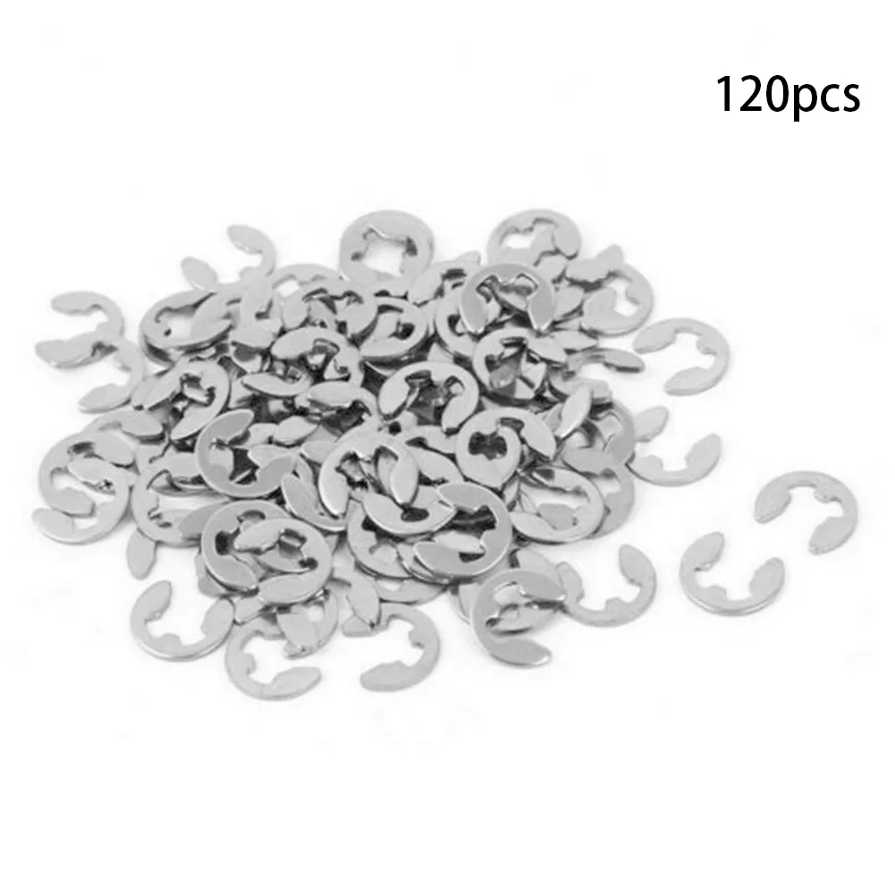 Assorted E Clips C Circlip Kit Stainless Steel W/ Storage Box 120pcs M1.5 - M10 Retaining Washers Lightweight Practical