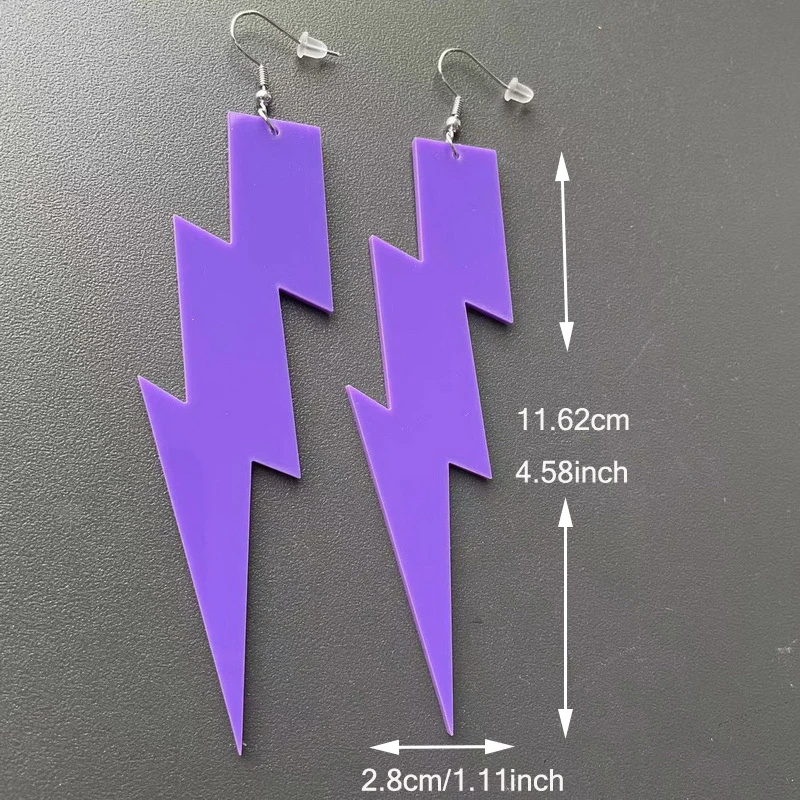 Neon Big Lightning Earrings for Women Exaggerated Retro Candy Color Pendant Acrylic Drop Dangle Outfit Glow Party Accessories