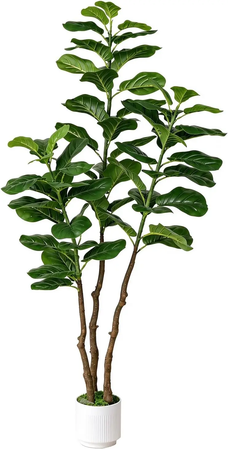 5 FT Artificial Fiddle Leaf Fig Tree, Indoor Plant with White Planter