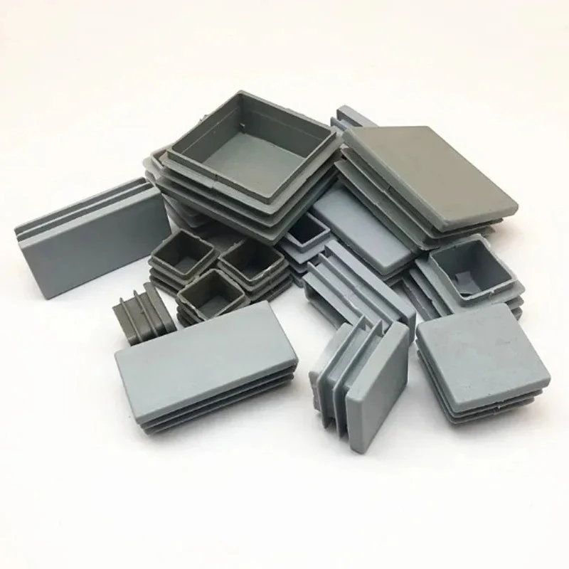 Gray PP Plastic Round/Square Tube Plug Blanking End Caps  Inner Plug Table and Chair Foot Pad Anti-slip