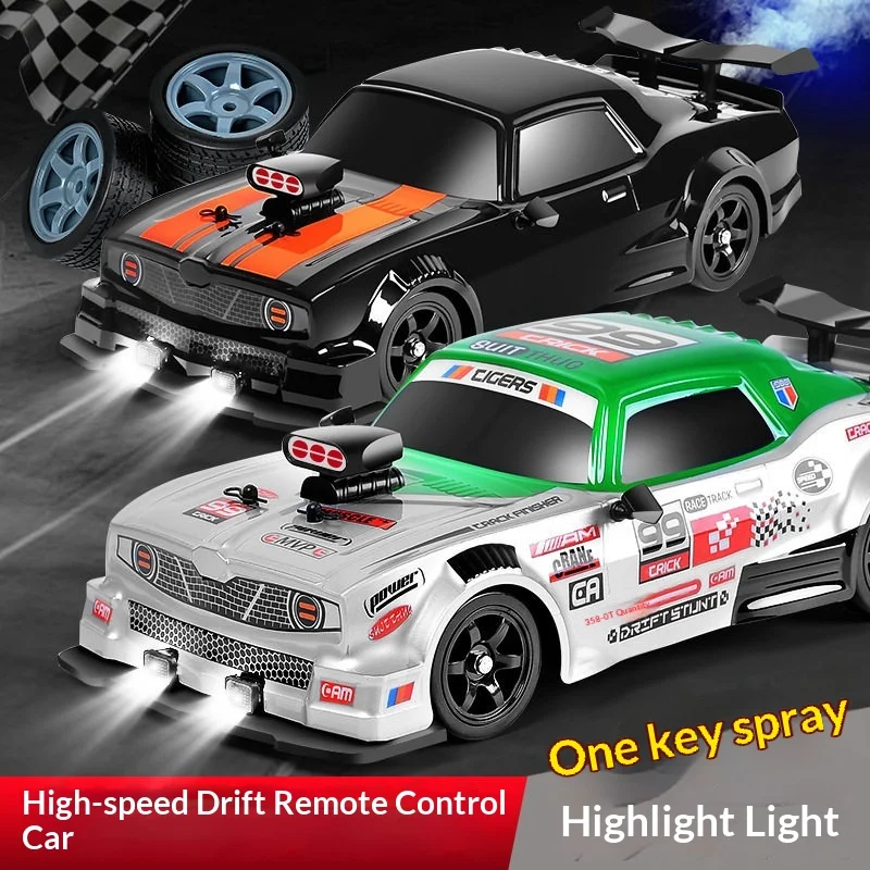 1:16 High Speed Rc Drift Car 2.4ghz With Led Lights  Spray Function Racing Vehicle Kids Children Birthday Toy Gift