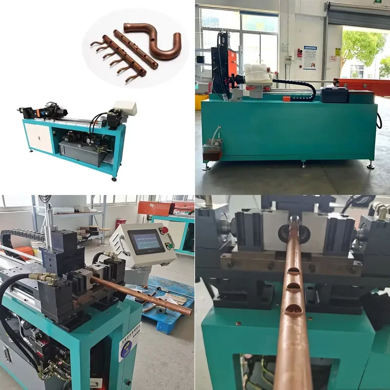 Automatic NC Hydraulic Flute Pipe Hole Punching Machine for Steel Copper Collar Tube Refrigerator Manifold