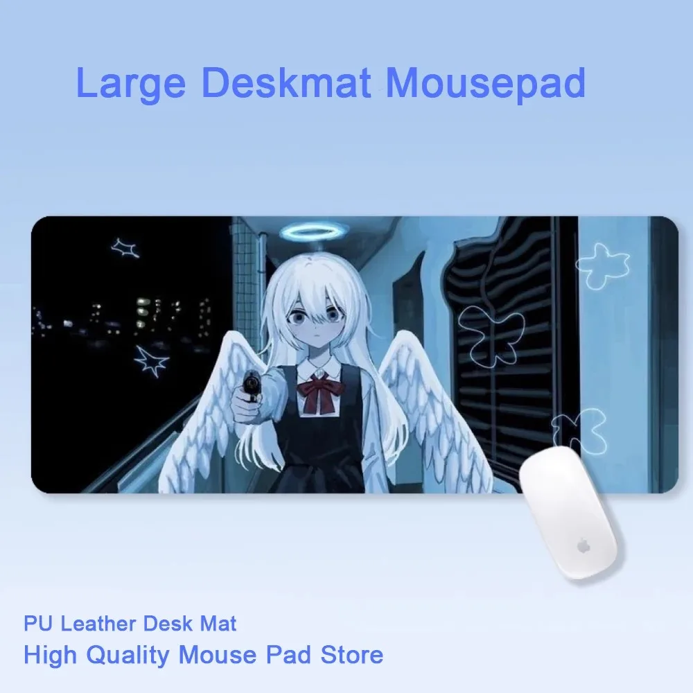 

Hallway Angel Goth Yami Kawaii PU Leather Desk Mat | Jirai Kei Art Mouse Pad for Gaming & Office, Dark Cute Girl Desk Decor