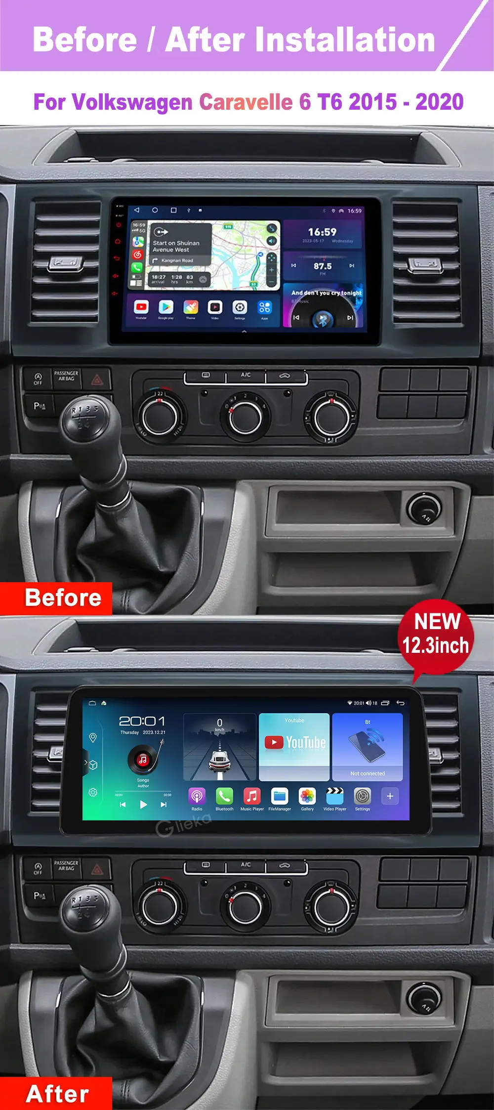 12.3inch Android 13 Car Radio For VW Volkswagen Caravelle 6 T6 2015 - 2020 Multimedia Video Player Auto Carplay Navigation GPS