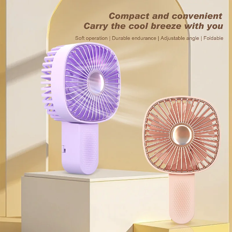 New Mini Folding Fan 2 Colors USB Rechargeable Handheld Fan Adjustable Wind Speed Portable For Outdoor Desktop Wireless Fan