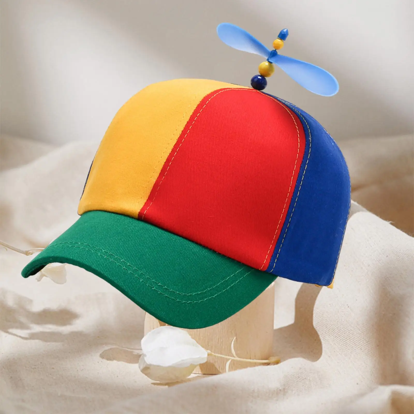 Colorful Propeller Hat, with Propeller On Top Funny Fashion Spinning Propeller Ball Hat Baseball Hat for Travel Sports Adult