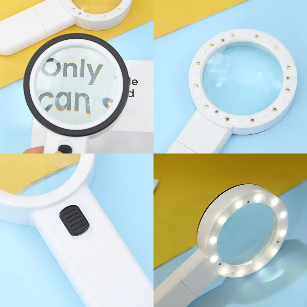 

LED Light Lighted Magnifying Glass Illumination Hand Held Reading Magnifying Glasses HD Professional Jewelry Loupe Magnifier