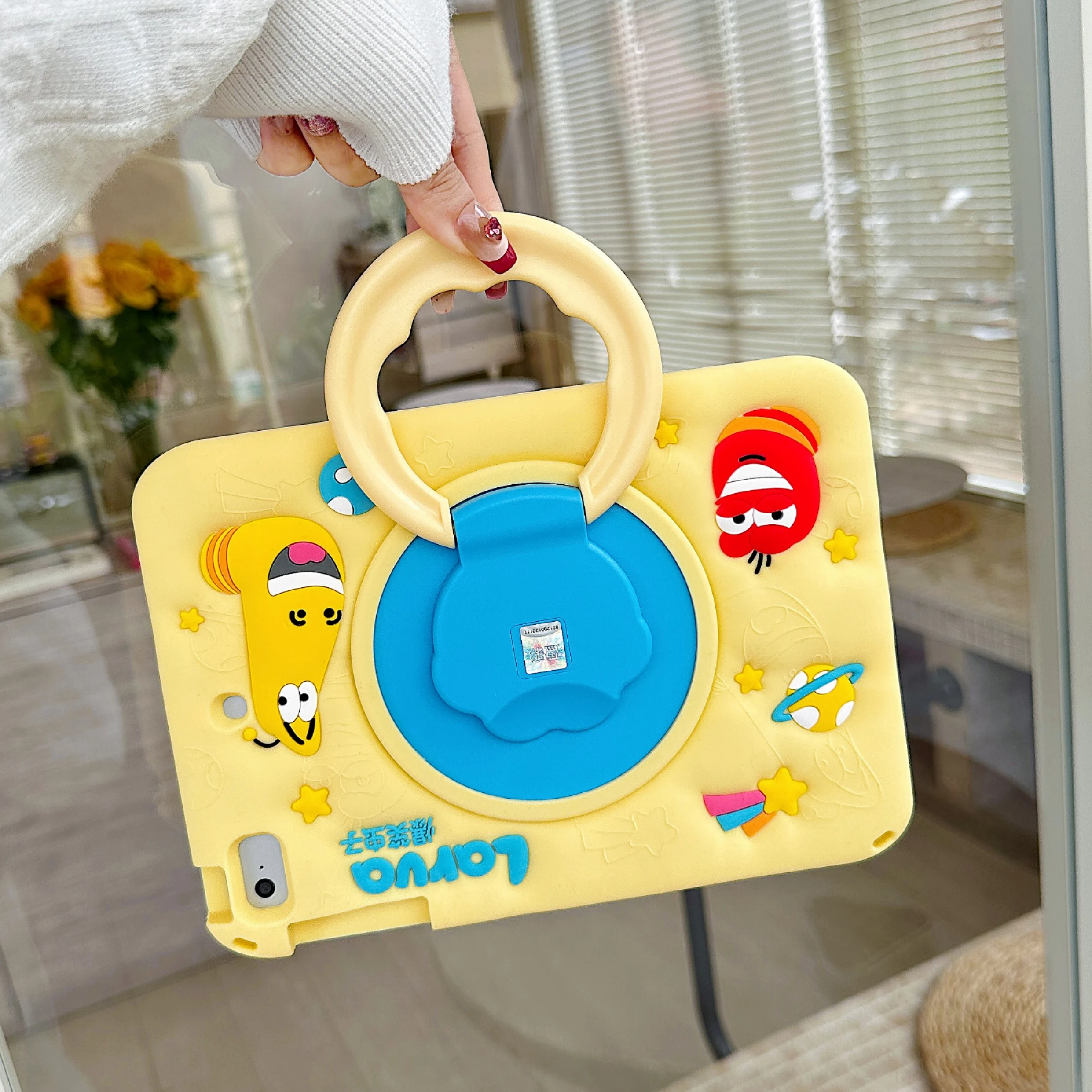 Protective Cover Case for iPad 5 6 10 Air Mini 1 2 3 4 5 6,360 Rotation Stand for Pro 11 2018 2020 2022 2024 with Shoulder Strap
