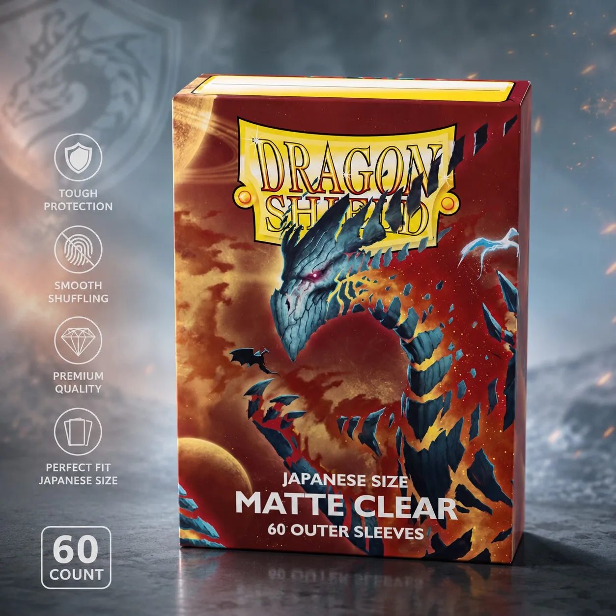 60CT Dragon Shield Japanese Size Matte Clear Outer Sleeves Smooth Tough TCG Card Sleeves for  Yugioh