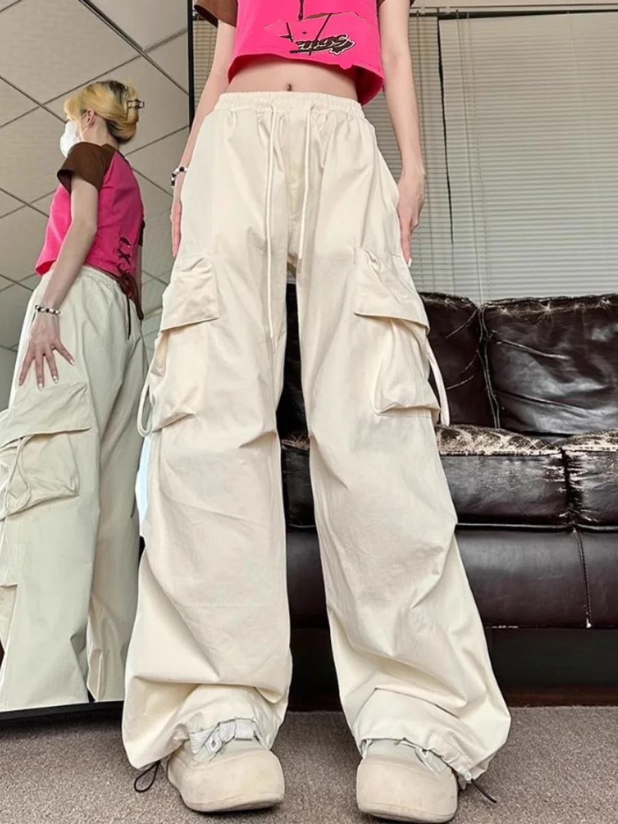 

Американские ретро-брюки для девушек в стиле Hot Girl: свободные, широкие, для уличных танцев, хип-хопа, модные, с высокой талией, длинные, для женщин, на раннюю осень