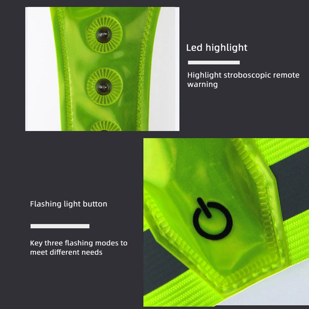 LEDライト付き反射ベスト,ナイトウェア,調節可能な安全反射ベスト,アウトドアスポーツ,警告