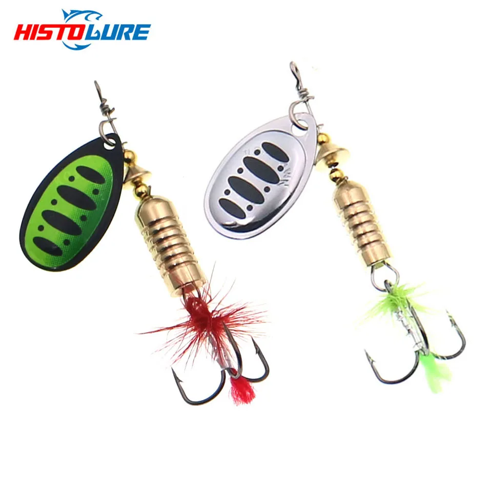 12g Rotating Spinner Fishing Lure Spoon Sequins Metal Hard Bait Wobblers Bass Pesca With Feather Hooks