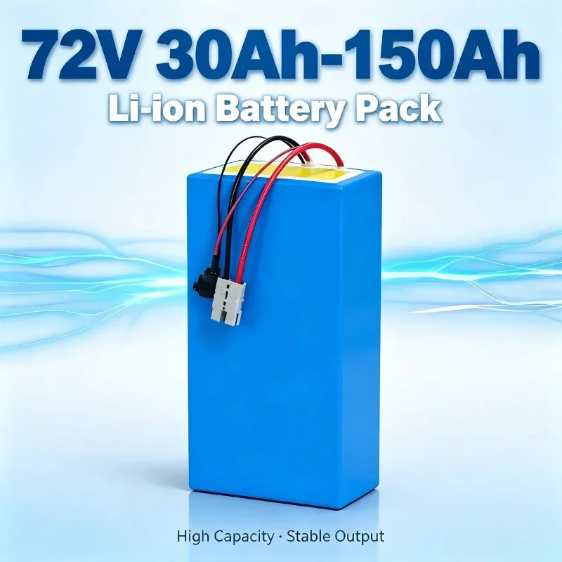 72V High Capacity LiFePO4 Battery Pack, Rechargeable, Built-in Bluetooth BMS, 40Ah-150Ah, Heavy-Duty Lithium Battery for 5000W E