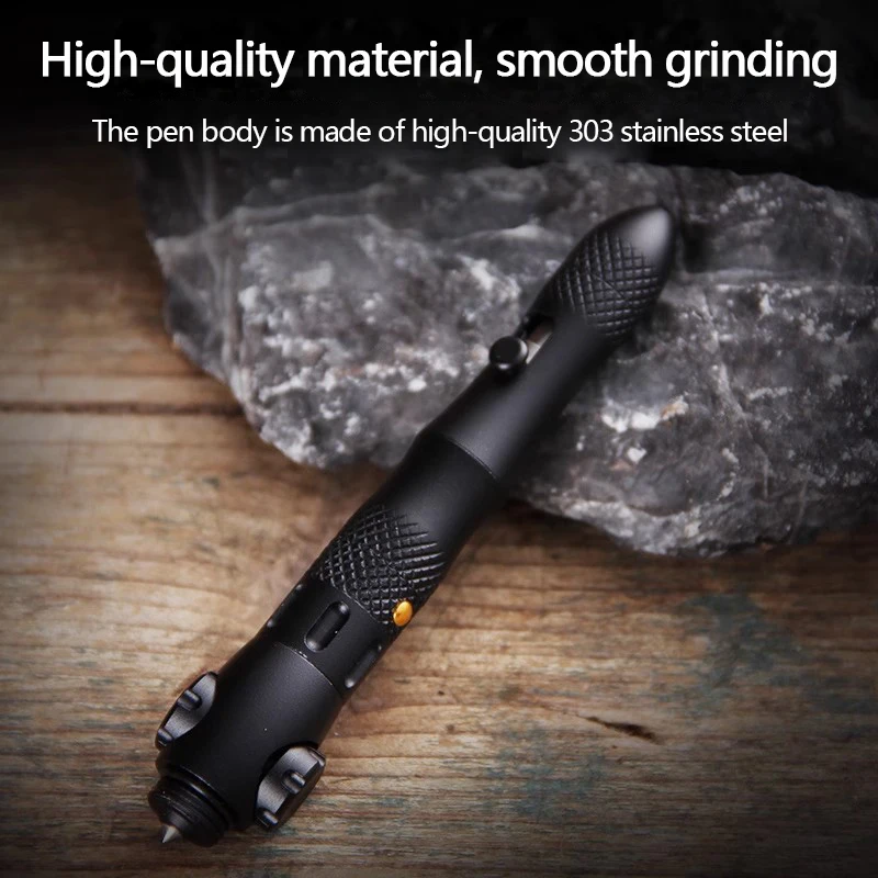 Self-defense tactical pen, creative fidget spinner flashlight, multi-functional window-breaking pen, mini EDC survival tool