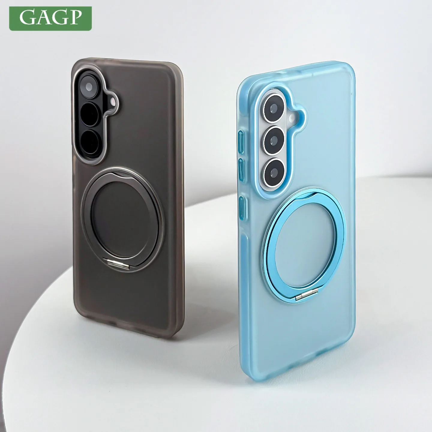 Matte Ring Magnetic Stand Holder Case For Samsung Galaxy S25 S6 S24 Ultra S26 Plus for Magsafe Translucent Candy Color New Cover