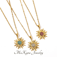 MsKyra Stainless Steel Necklace Plated 18k Gold Color Jewelry Sun Pendant Zircon Waterproof Necklace for Women Premium Gift