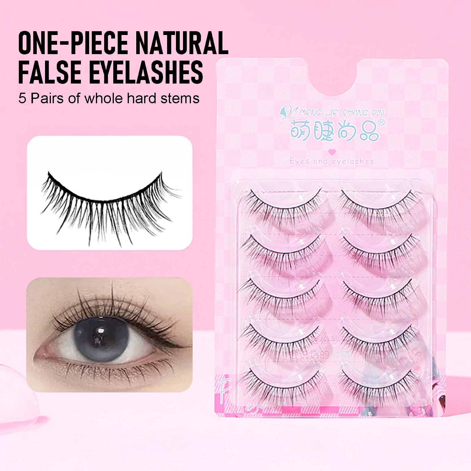 Koreaanse Idool Natuurlijke Vezel Wimpers Cosplay Manga Valse Wimpers Strip Krul Lichtgewicht Volume Piekerige Wimpers Extension 5pairs