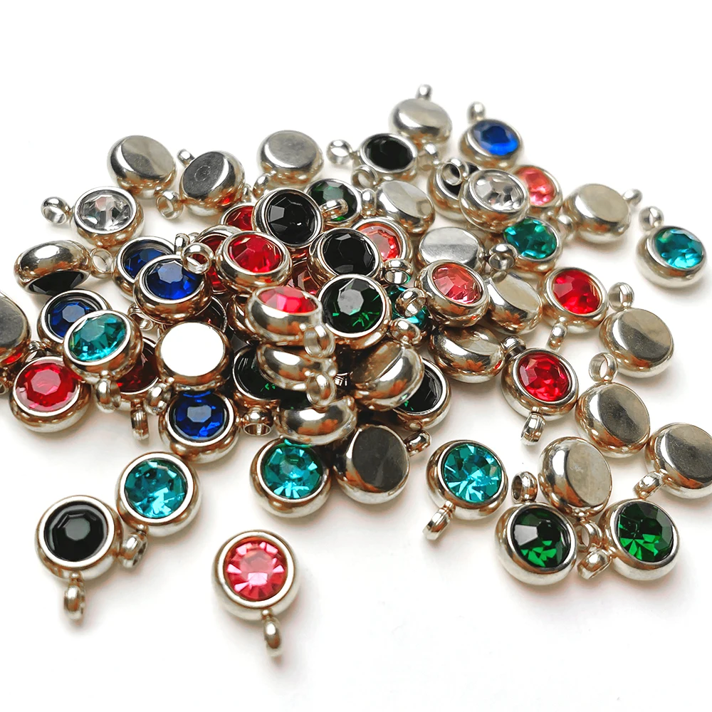20pcs 6mm Stainless Steel Rhinestone Bead Gold Color Crystal Pendants for DIY Earrings Necklace Bracelet Jewelry Making Charms