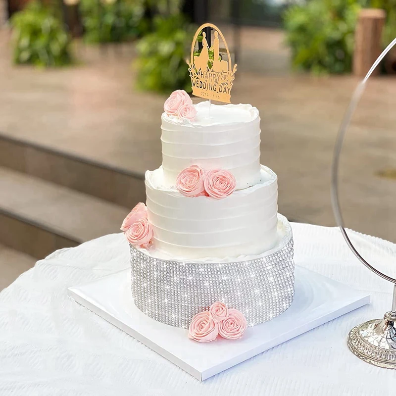 ริบบิ้นพลอยเทียมสีเงิน6ม้วนกาวในตัวม้วนคริสตัลแวววาวสติกเกอร์เครื่องประดับแบบม้วนมีกาวในตัว