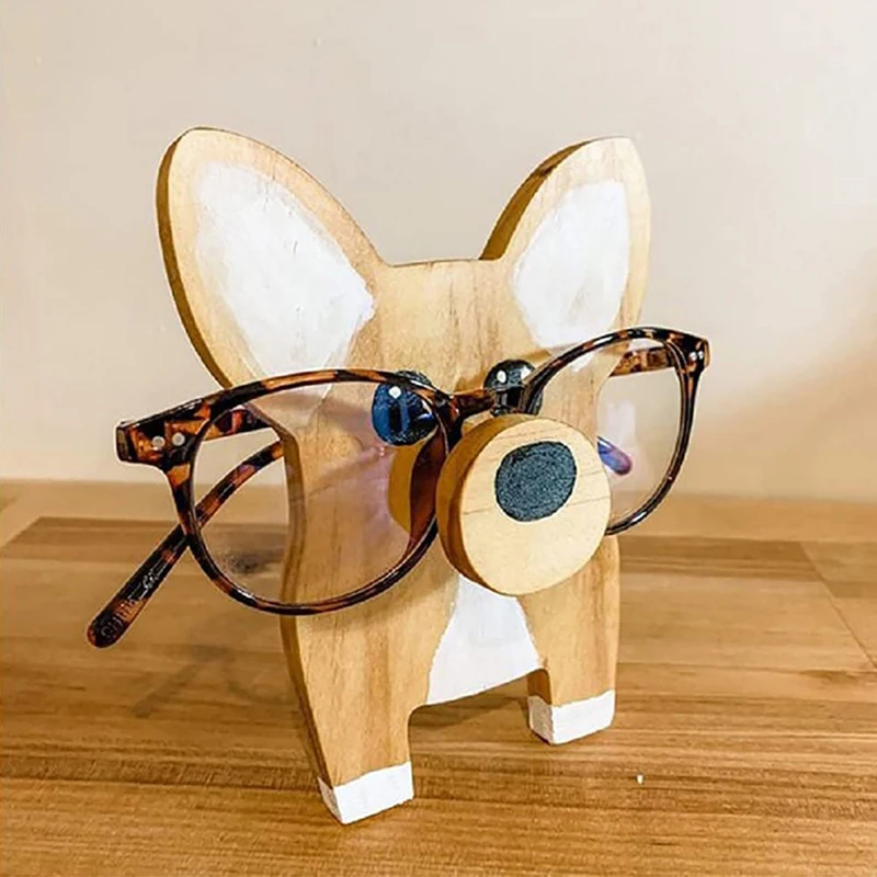 1pc Cartoon Animal Eyeglass Holder Stand Lovely Panda Dog Pig Cat Wood Glasses Rack Home Decor Birthday Christmas Party Gift