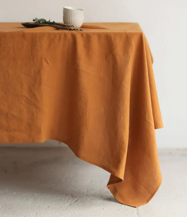 Natural Fabric Tablecloth,100% Pure Linen Solid Color Table Cover,for Kitchen Dining Room Party Holiday Tabletop Decoration