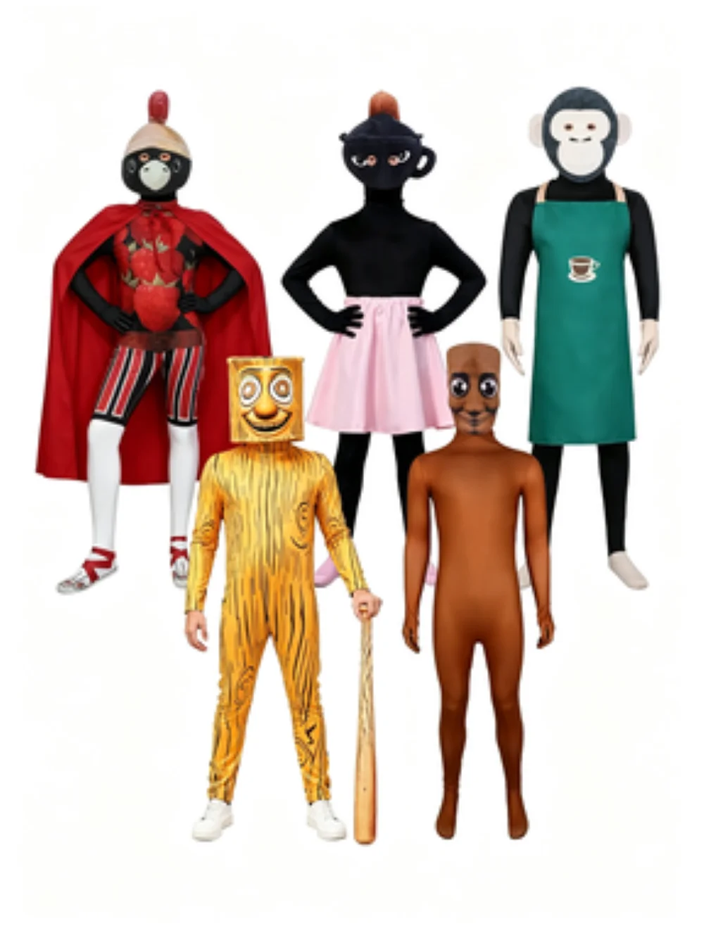 Anime Cosplay Face - Brown Cartoon Man Zentai Suit With