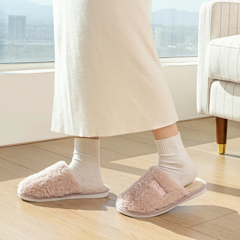 شباشب قطنية جديدة للنساء، أثاث منزلي داخلي للخريف والشتاء، شباشب قطيفة غير قابلة للانزلاق ودافئة للاستخدام المنزلي