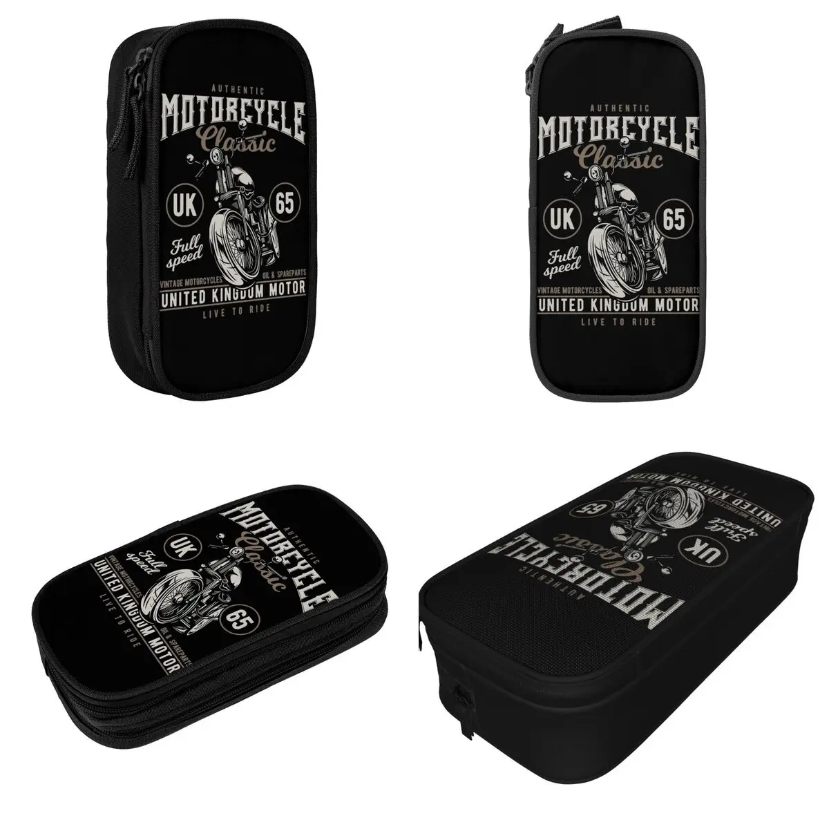 Skull Biker Motorcycle United Kingdom Motor Merch Pencil Case Large Capacity Office Accessories Pencil Box Amazing Gift