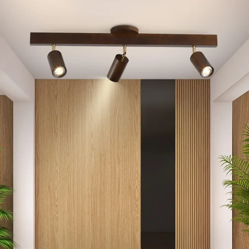 2025 الشمال الجوز الخشب ثريا تركب بالسقف لغرفة المعيشة غرفة الطعام الممر مدخل الممر مصابيح مع الأضواء للجدار Pi #5
