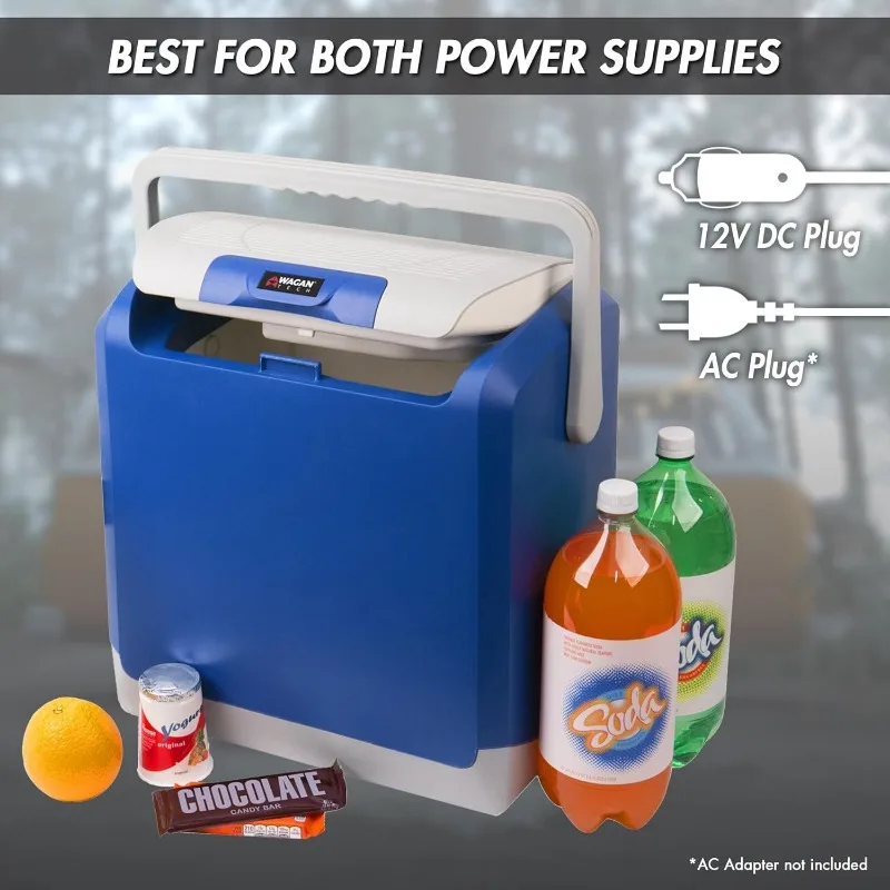Wagan EL6224 12V Personal Thermoelectric Cooler/Warmer, 24 Liter Capacity, Portable Electric Car Cooler Warmer with 12/24V DC