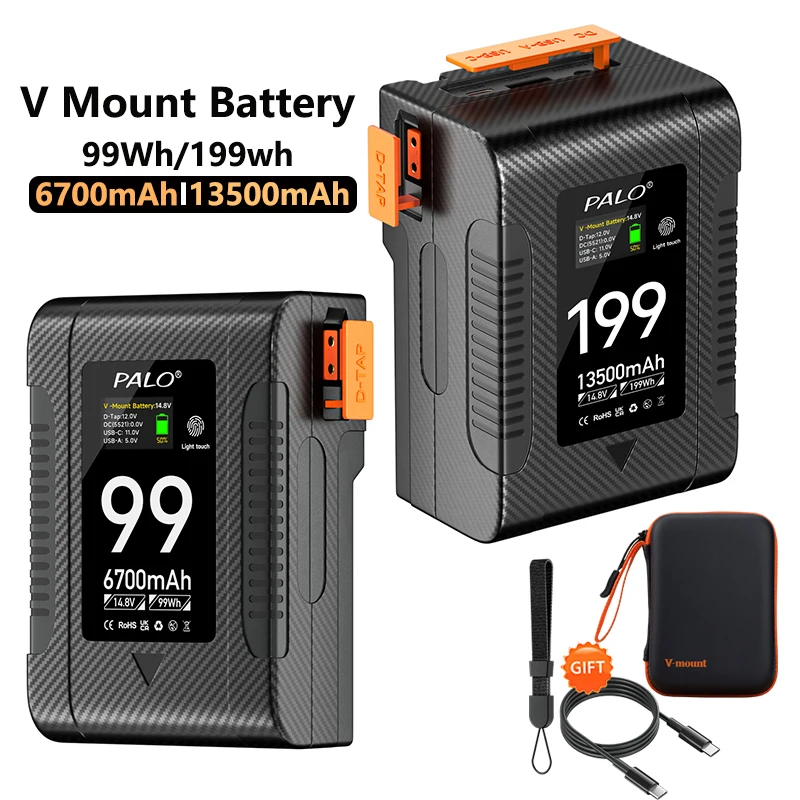 V-Mount V-Lock Battery BP-199 BP-99 Battery With PD65W Cable for Cameras, Camcorders,Large LED Lights, Monitors and Smartphone