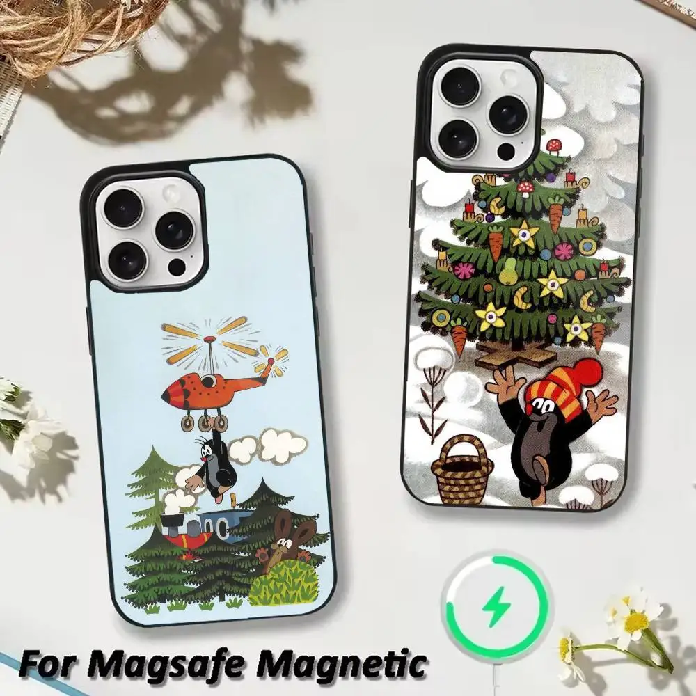 

Classic Cartoon Little Mole Print Phone Case For iPhone 17 16 15 14 13 12 Pro Max Plus for Magsafe Wireless Magnetic Cover