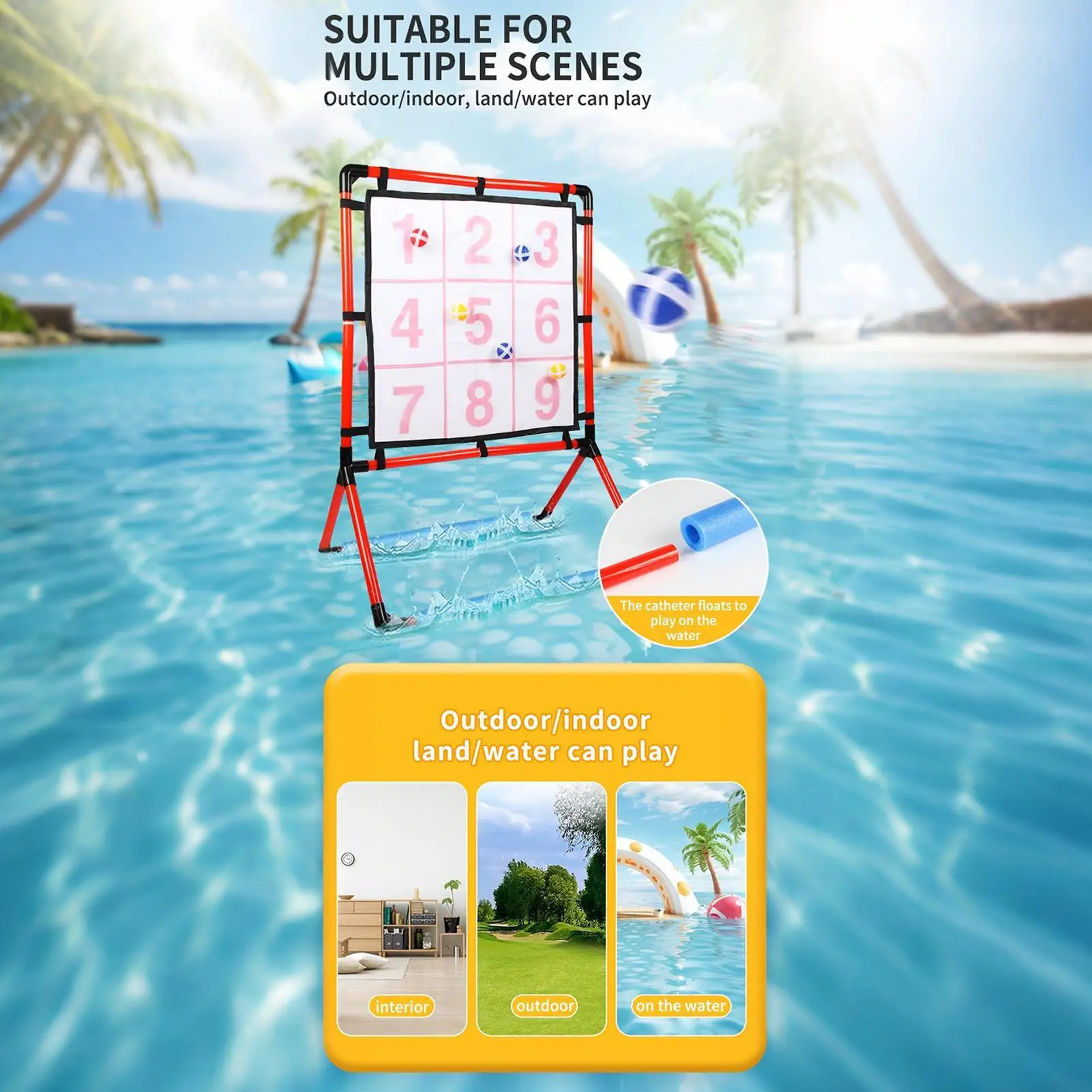 Ball Throwing Game 2 in 1 Throw Target Water Games Educational Toys Interactive for Home Playground Yard Garden Carnival Outdoor