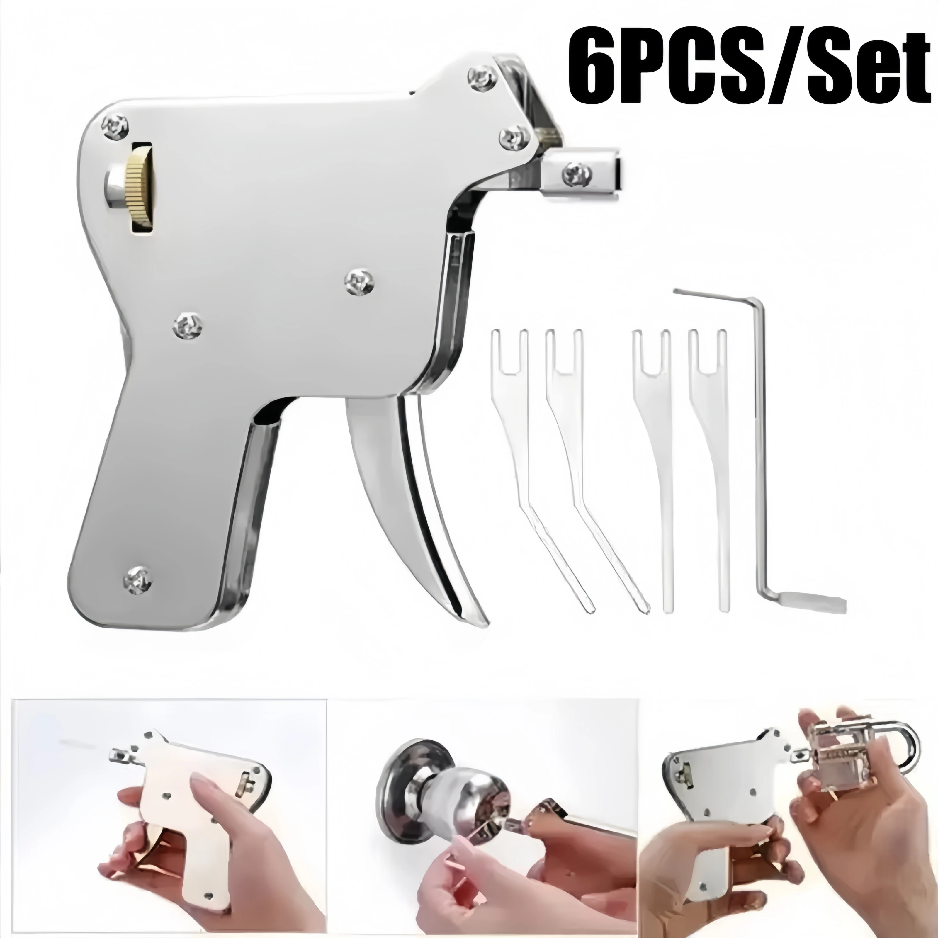 Padlock Open Tools Set Tool Parts Professional Use 6pcs Tip Lock Opener Strong Steel Lock Picking Tools Set Extractor Training